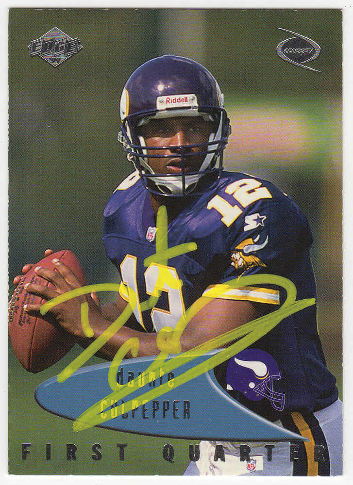 Daunte Culpepper Autographed Vikings 1999 Collector's Edge Odyssey Rookie Football Card #83 - (In Yellow)-Powers Sports Memorabilia