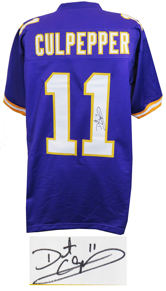 Daunte Culpepper Autographed Purple Throwback Custom Football Jersey-Powers Sports Memorabilia
