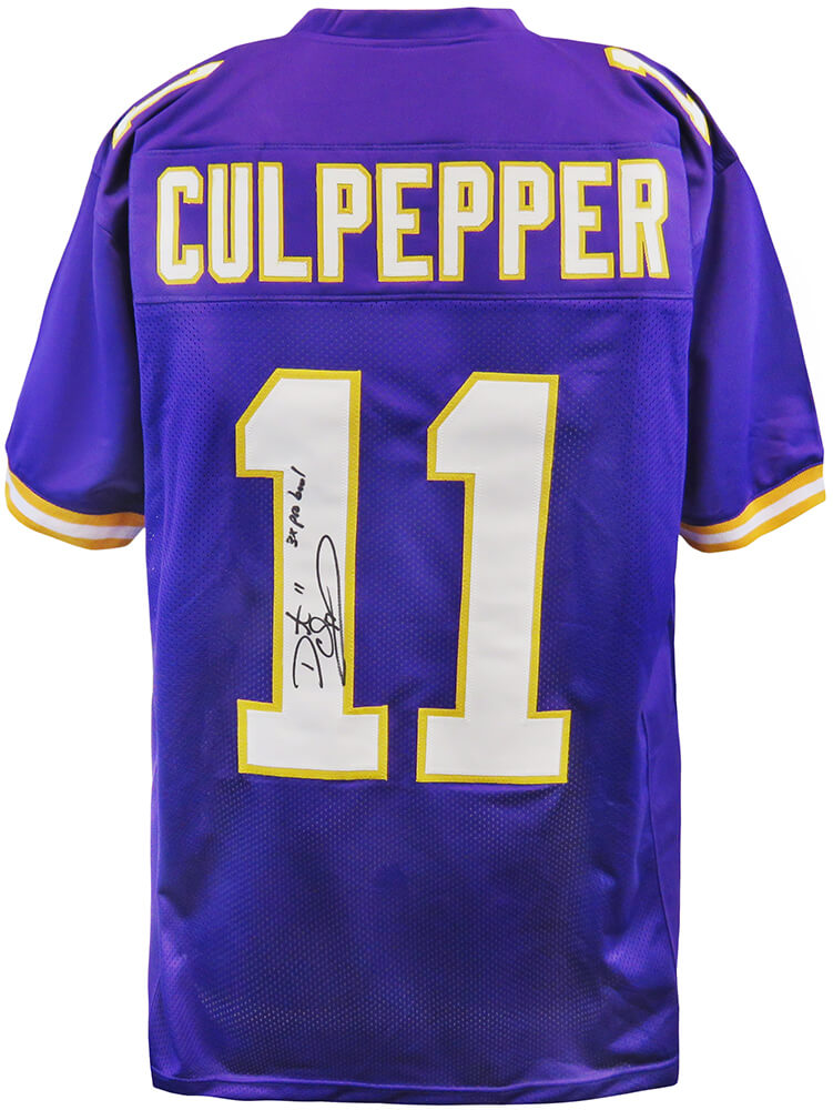 Daunte Culpepper Autographed Purple Throwback Custom Football Jersey with 3x Pro Bowl-Powers Sports Memorabilia