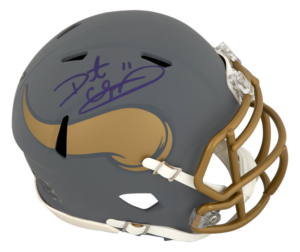 Daunte Culpepper Autographed Minnesota Vikings SLATE Riddell Speed Mini Helmet-Powers Sports Memorabilia