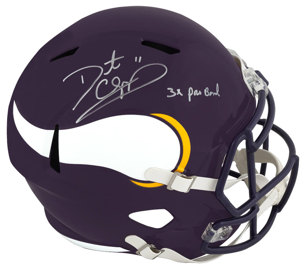 Daunte Culpepper Autographed Minnesota Vikings Throwback Riddell Full Size Speed Replica Helmet with 3x Pro Bowl-Powers Sports Memorabilia