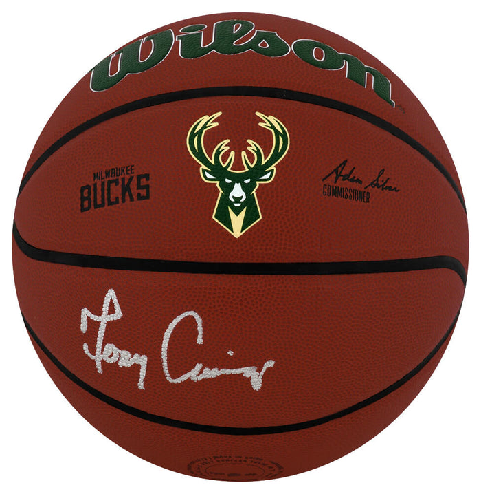 Terry Cummings Milwaukee Bucks Autographed Logo Wilson Alliance NBA-Powers Sports Memorabilia