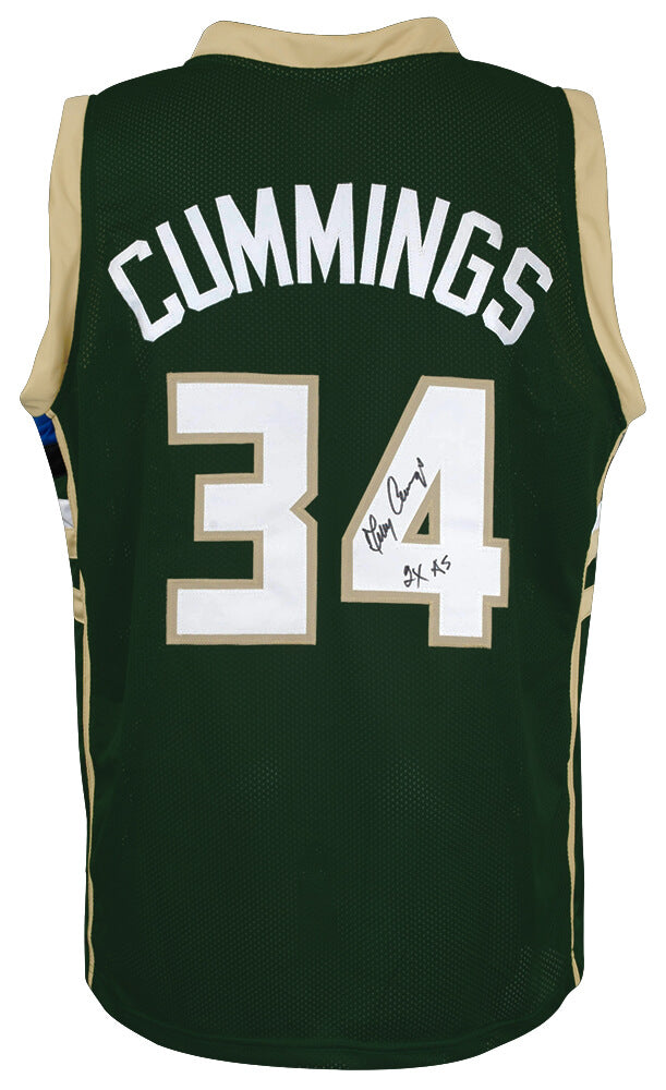 Terry Cummings Autographed Green Throwback Custom Basketball Jersey with 2x AS-Powers Sports Memorabilia