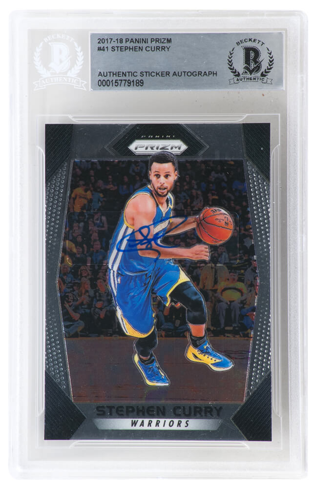 Stephen Curry Autographed Golden State Warriors 2017 18 Panini Prizm Basketball Card #41-Powers Sports Memorabilia
