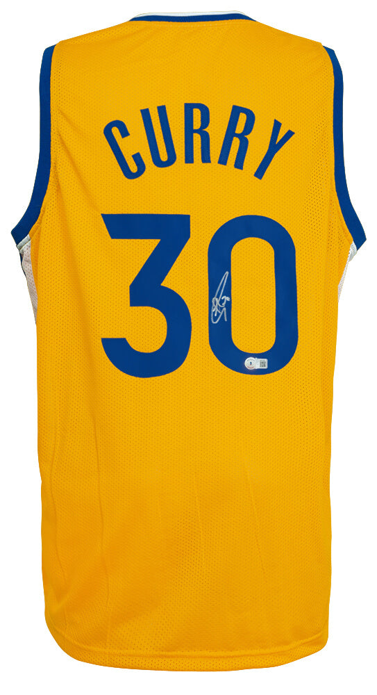 Stephen Curry Autographed Yellow Custom Basketball Jersey Beckett