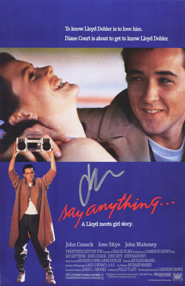 John Cusack Autographed Say Anything 11x17 Movie Poster-Powers Sports Memorabilia
