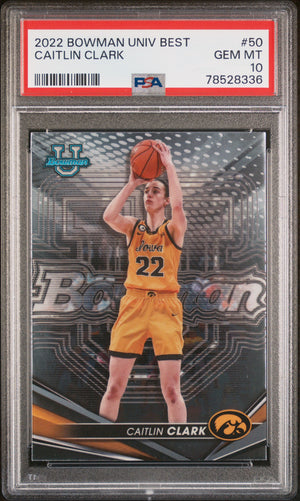 Caitlin Clark 2022 Bowman University Best Rookie Card #50 Graded PSA 10-Powers Sports Memorabilia