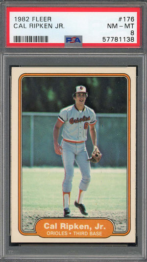 Cal Ripken Jr 1982 Fleer Baseball Rookie Card #176 Graded PSA 8-Powers Sports Memorabilia