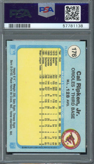 Cal Ripken Jr 1982 Fleer Baseball Rookie Card #176 Graded PSA 8-Powers Sports Memorabilia