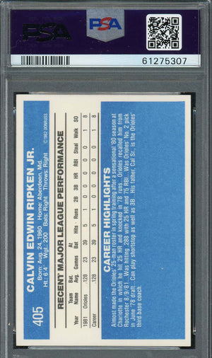 Cal Ripken Jr 1982 Donruss Baseball Rookie Card RC #405 Graded PSA 8-Powers Sports Memorabilia
