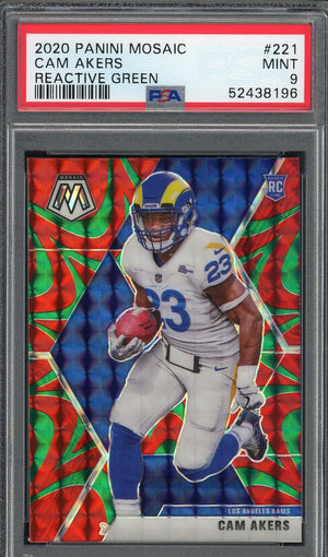 Cam Akers 2020 Panini Mosaic Reactive Green Rookie Card #221 PSA 9-Powers Sports Memorabilia