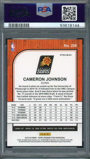 Cameron Johnson 2019 Panini Hoops Premium Stock Pulsar Rookie Card #208 PSA 9-Powers Sports Memorabilia