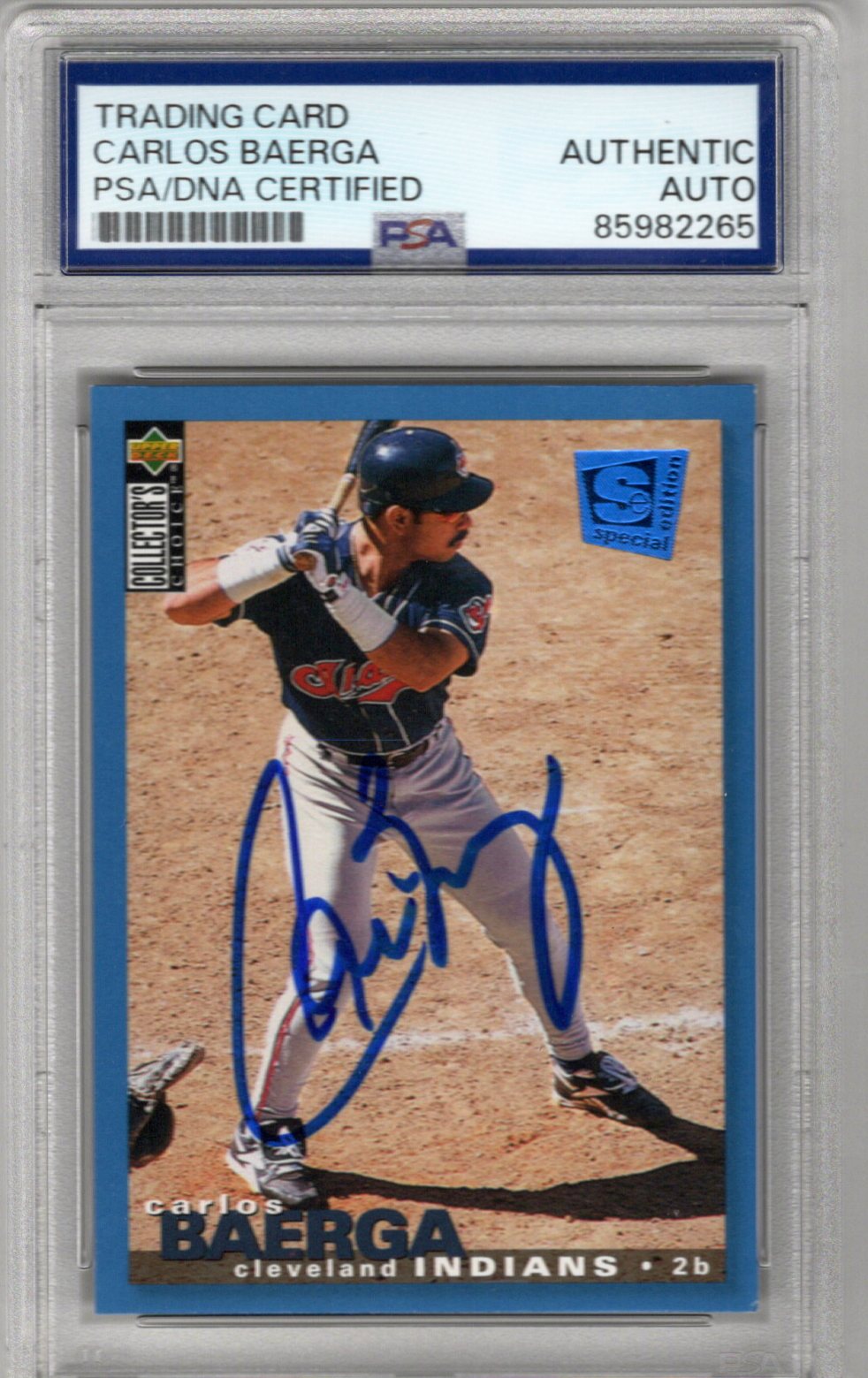 Carlos Baerga Signed Cleveland Indians 1995 Upper Deck Trading Card #118 PSA AUTHENTIC AUTO-Powers Sports Memorabilia
