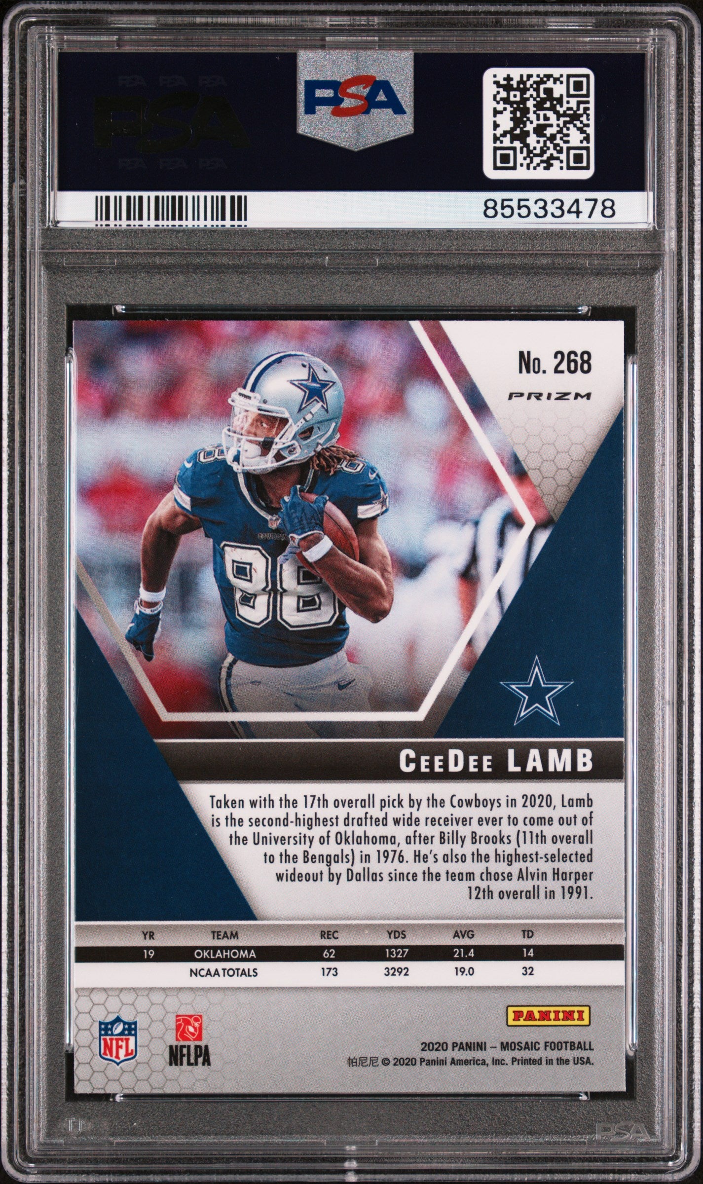 CeeDee Lamb 2020 Panini Mosaic Silver Prizm Rookie Card #268 Graded PSA 10-Powers Sports Memorabilia