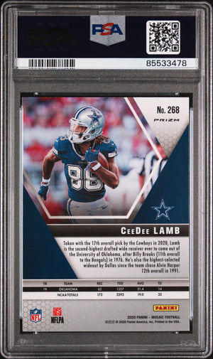 CeeDee Lamb 2020 Panini Mosaic Silver Prizm Rookie Card #268 Graded PSA 10-Powers Sports Memorabilia