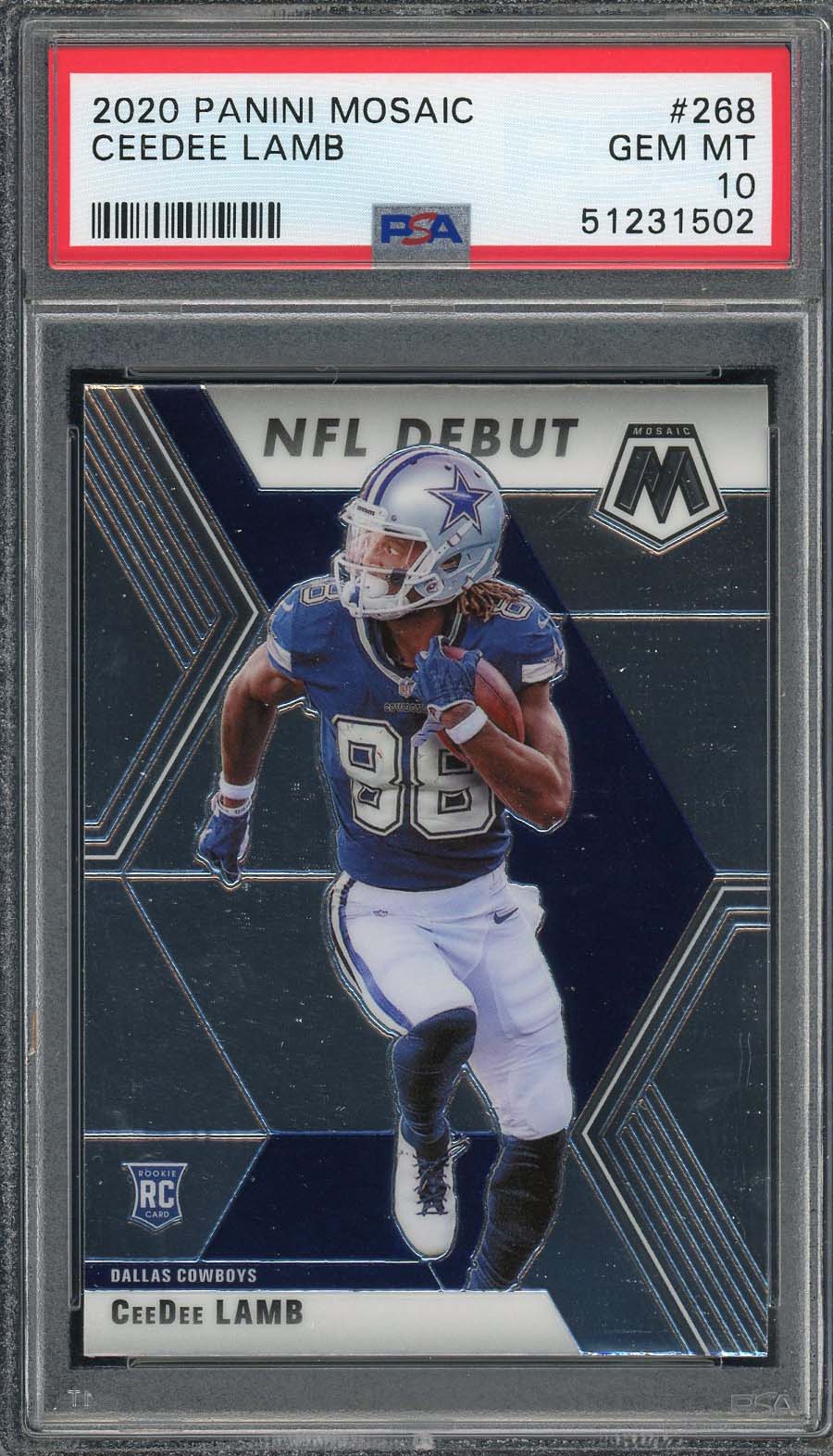 Ceedee Lamb 2020 Panini Mosaic Football Rookie Card RC #268 PSA 10-Powers Sports Memorabilia