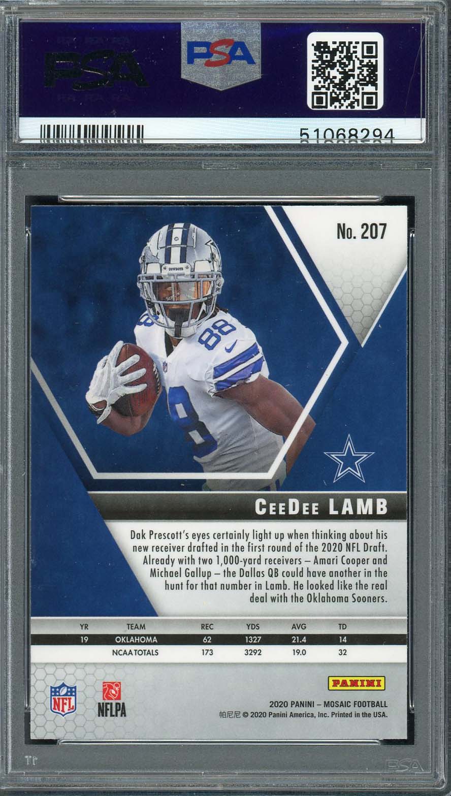Ceedee Lamb 2020 Panini Mosaic Football Rookie Card #207 PSA 10-Powers Sports Memorabilia