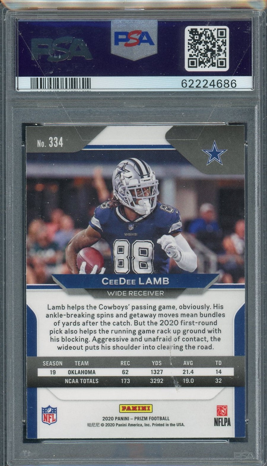 CeeDee Lamb 2020 Panini Prizm Football Rookie Card #334 Graded PSA 10-Powers Sports Memorabilia
