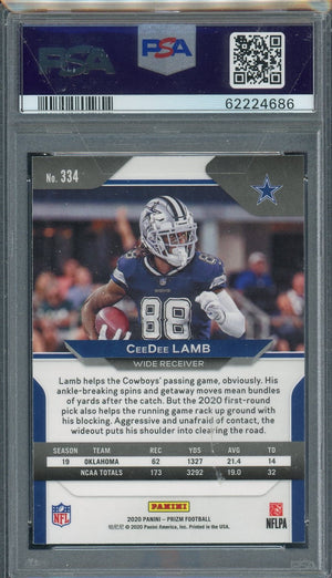 CeeDee Lamb 2020 Panini Prizm Football Rookie Card #334 Graded PSA 10-Powers Sports Memorabilia