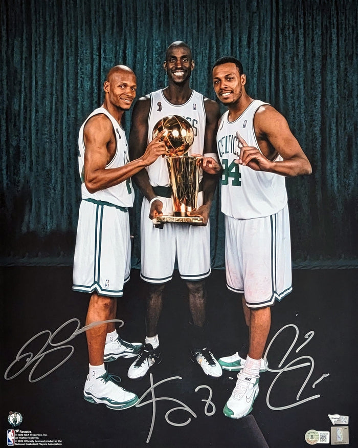 Kevin Garnett Paul Pierce Ray Allen Signed Boston Celtics Big 3 2008 NBA Champs 16x20 Photo - Beckett-Powers Sports Memorabilia