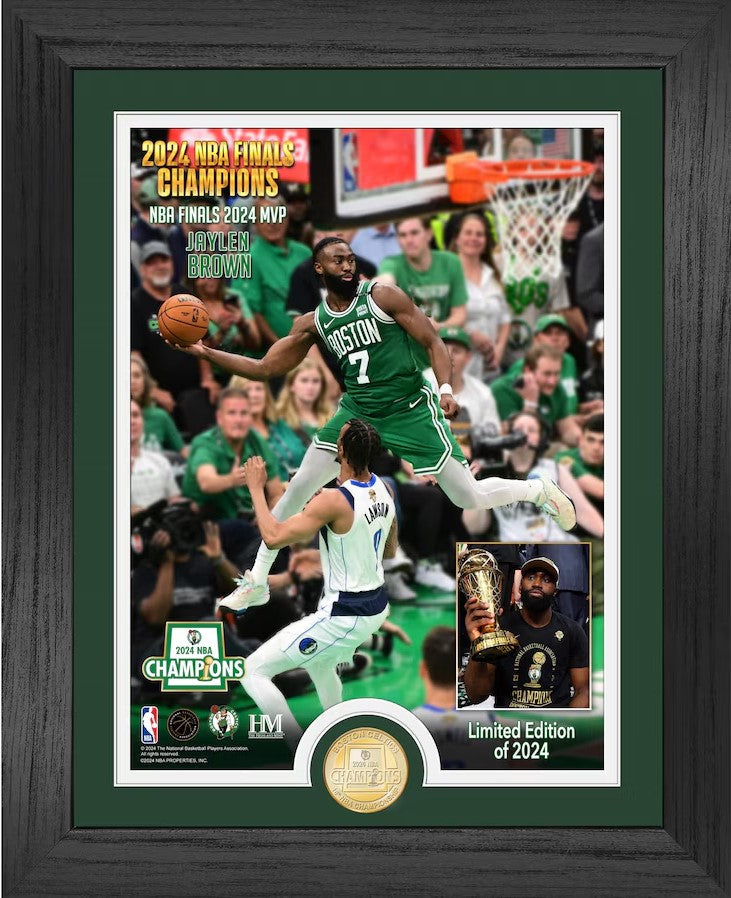 Jaylen Brown Boston Celtics Highland Mint 2024 NBA Finals MVP 13" x 16" Bronze Coin Photo Mint-Powers Sports Memorabilia