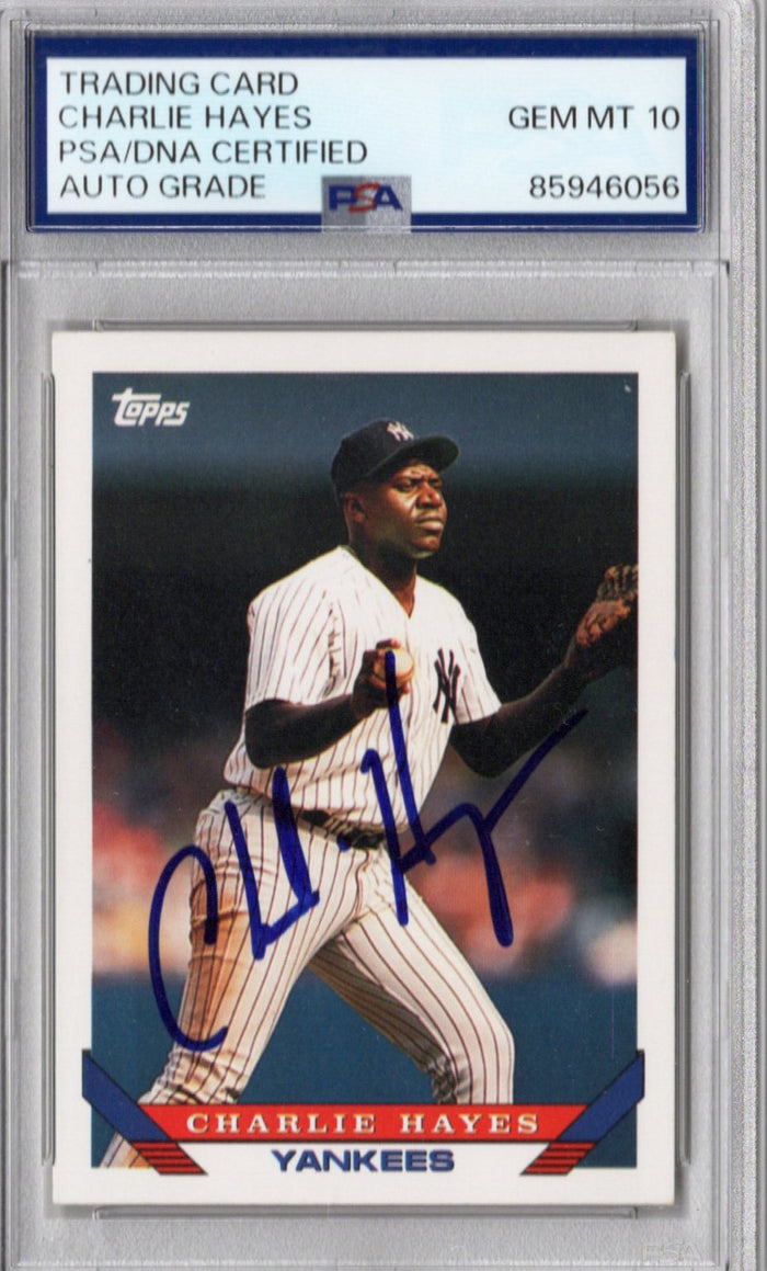 Charlie Hayes Signed New York Yankees 1993 Topps #142 Card PSA AUTO GRADE GEM MT 10-Powers Sports Memorabilia