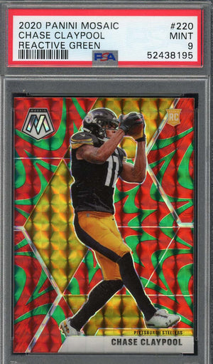Chase Claypool 2020 Panini Mosaic Reactive Green Rookie Card #220 PSA 9-Powers Sports Memorabilia