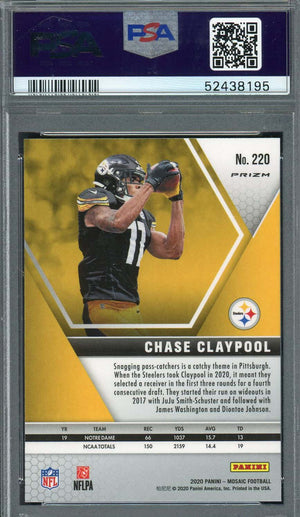 Chase Claypool 2020 Panini Mosaic Reactive Green Rookie Card #220 PSA 9-Powers Sports Memorabilia