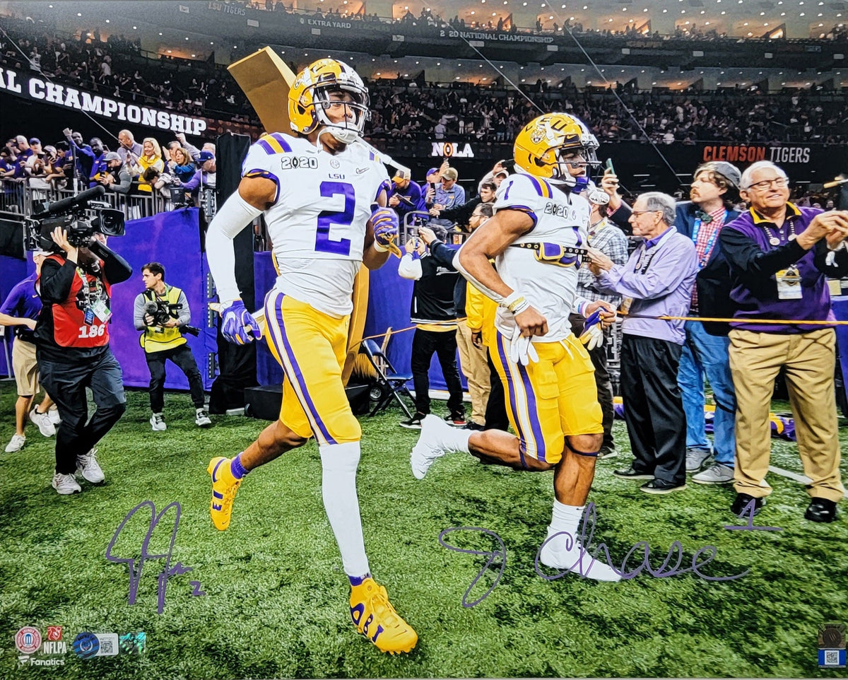 Ja'Marr Chase & Justin Jefferson Autographed LSU Tigers 2019 National Champions 16x20 Photo Beckett Witnessed-Powers Sports Memorabilia