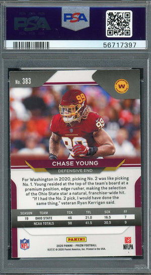 Chase Young 2020 Panini Prizm Football Rookie Card RC #383 Graded PSA 10-Powers Sports Memorabilia
