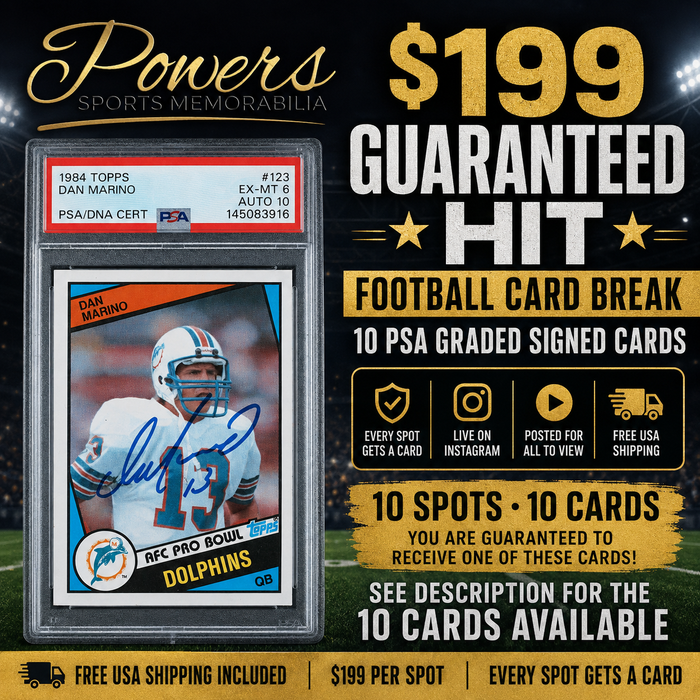 $199 Guaranteed Hit Football Card Break - 10 PSA Graded Signed Cards - Live Instagram Break-Powers Sports Memorabilia