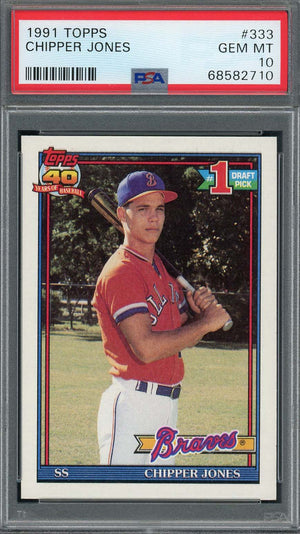Chipper Jones 1991 Topps Baseball Rookie Card RC #333 Graded PSA 10-Powers Sports Memorabilia