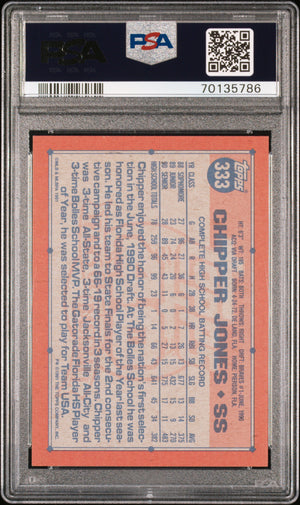 Chipper Jones 1991 Topps Baseball Rookie Card RC #333 Graded PSA 8-Powers Sports Memorabilia