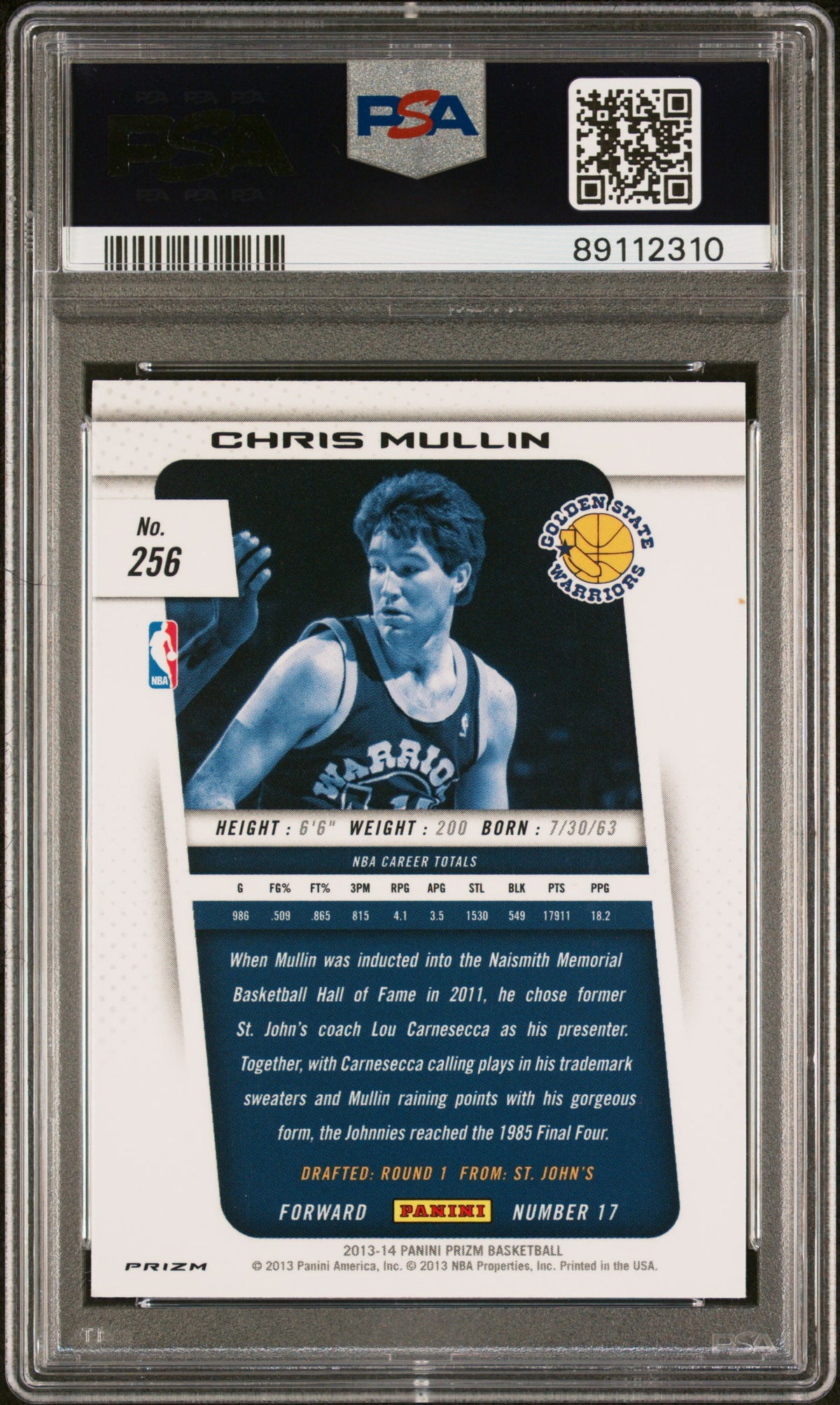 Chris Mullin 2013 Panini Blue Prizm Signed Basketball Card #256 Auto PSA-Powers Sports Memorabilia