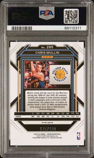 Chris Mullin 2022 Panini Blue Prizm Signed Basketball Card #295 Auto PSA-Powers Sports Memorabilia