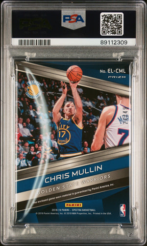 Chris Mullin 2018 Panini Spectra Neon Blue Game Used Patch Card Auto PSA 27/49-Powers Sports Memorabilia