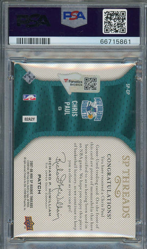 Chris Paul Auto 2007 SP Threads Game Used Jersey Patch Signed Card #SP-CP PSA 10-Powers Sports Memorabilia