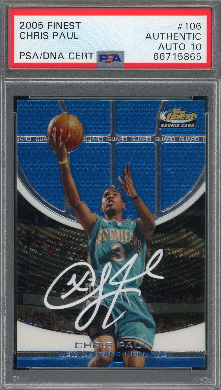 Chris Paul Autographed 2005 Topps Finest Signed Rookie Card RC #106 Auto PSA 10-Powers Sports Memorabilia