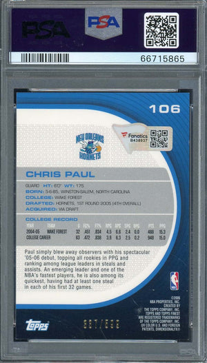 Chris Paul Autographed 2005 Topps Finest Signed Rookie Card RC #106 Auto PSA 10-Powers Sports Memorabilia