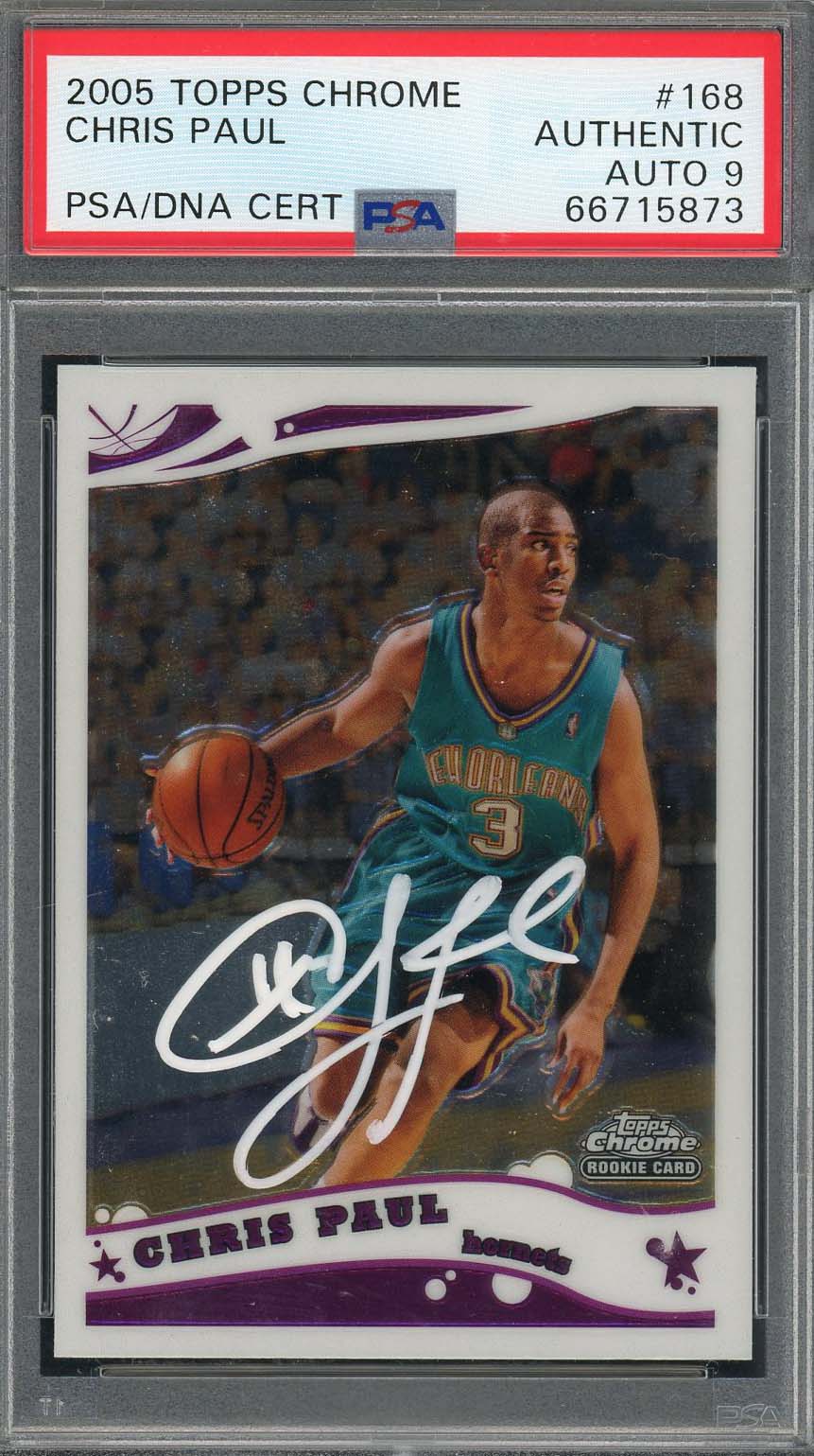 Chris Paul Autographed 2005 Topps Chrome Signed Rookie Card #168 PSA 9 66715873-Powers Sports Memorabilia