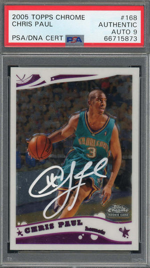 Chris Paul Autographed 2005 Topps Chrome Signed Rookie Card #168 PSA 9 66715873-Powers Sports Memorabilia