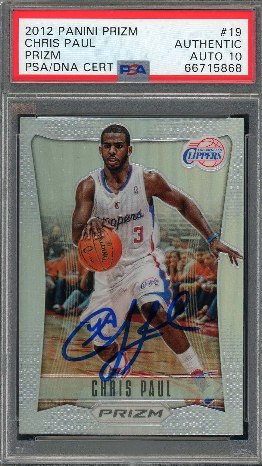 Chris Paul Autographed 2012 Panini Silver Prizm Signed Card #19 Auto PSA 10-Powers Sports Memorabilia