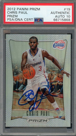 Chris Paul Autographed 2012 Panini Silver Prizm Signed Card #19 Auto PSA 10-Powers Sports Memorabilia