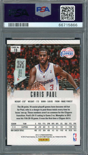 Chris Paul Autographed 2012 Panini Prizm Signed Card #19 Auto PSA 10 66715866-Powers Sports Memorabilia