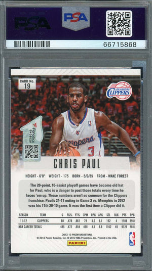 Chris Paul Autographed 2012 Panini Silver Prizm Signed Card #19 Auto PSA 10-Powers Sports Memorabilia