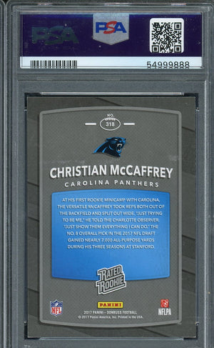 Christian McCaffrey 2017 Panini Donruss Football Rookie Card #318 Graded PSA 9-Powers Sports Memorabilia