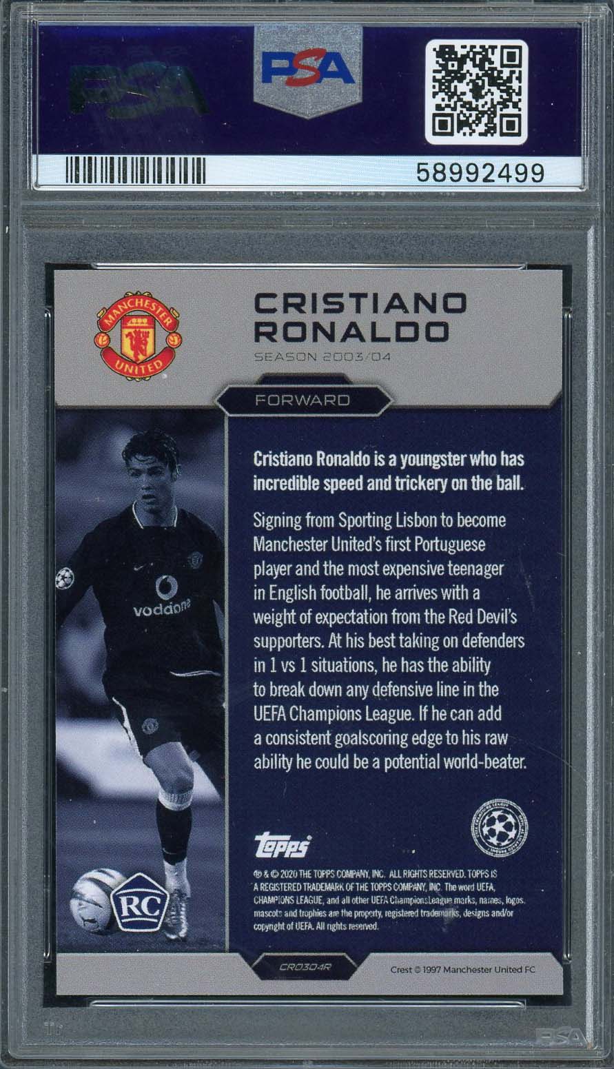Cristiano Ronaldo 2020 Topps The Lost Rookie Soccer Card Graded PSA 10-Powers Sports Memorabilia