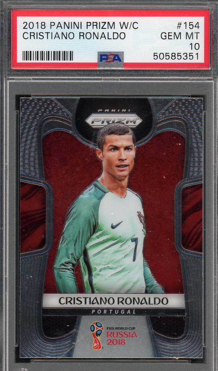 Cristiano Ronaldo 2018 Panini Prizm World Cup Soccer Card #154 Graded PSA 10-Powers Sports Memorabilia
