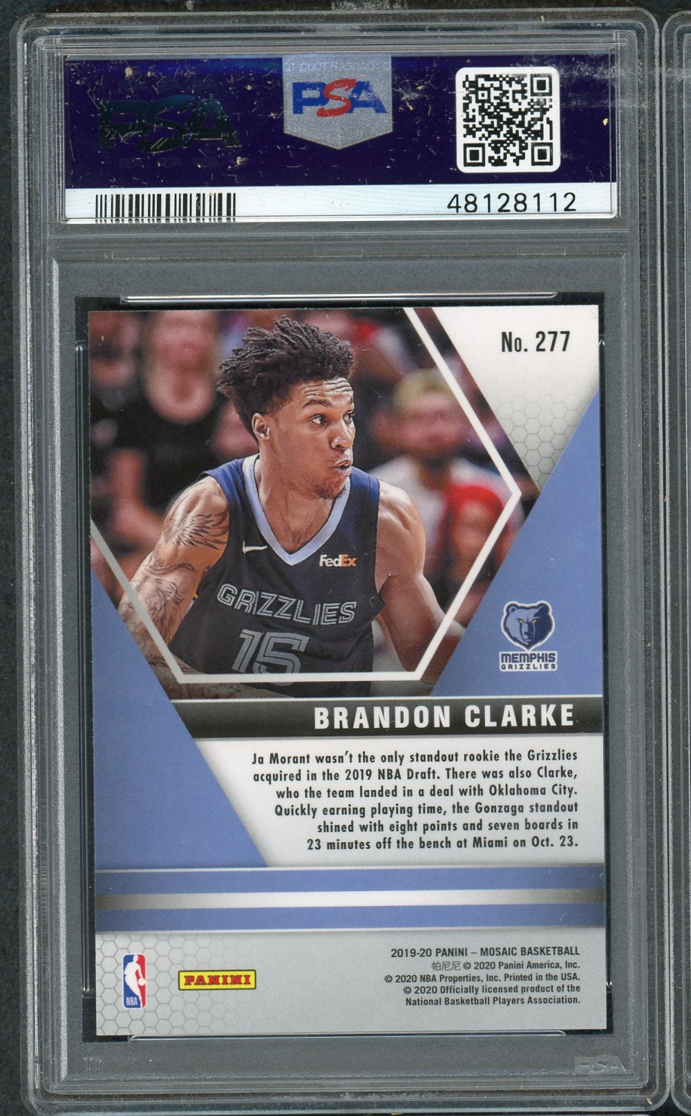 Brandon Clarke Memphis Grizzles 2019 Panini Mosaic Basketball Rookie Card RC #277 Graded PSA 10 GEM MINT-Powers Sports Memorabilia