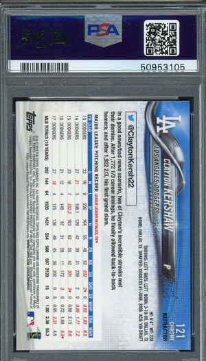 Clayton Kershaw 2018 Topps Chrome Refractor Card #121 Graded PSA 10-Powers Sports Memorabilia